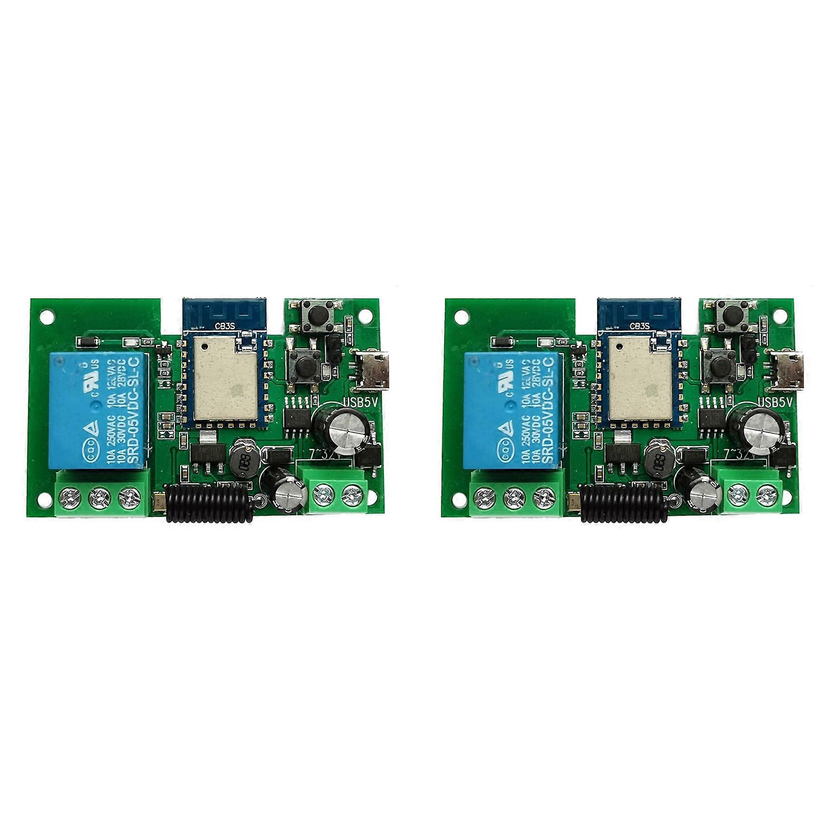 2X Tuya WIFI Smart Switch Controller Gate Garage Door Opener 1CH 7-32V TimerInching Self-Locking Relay Module