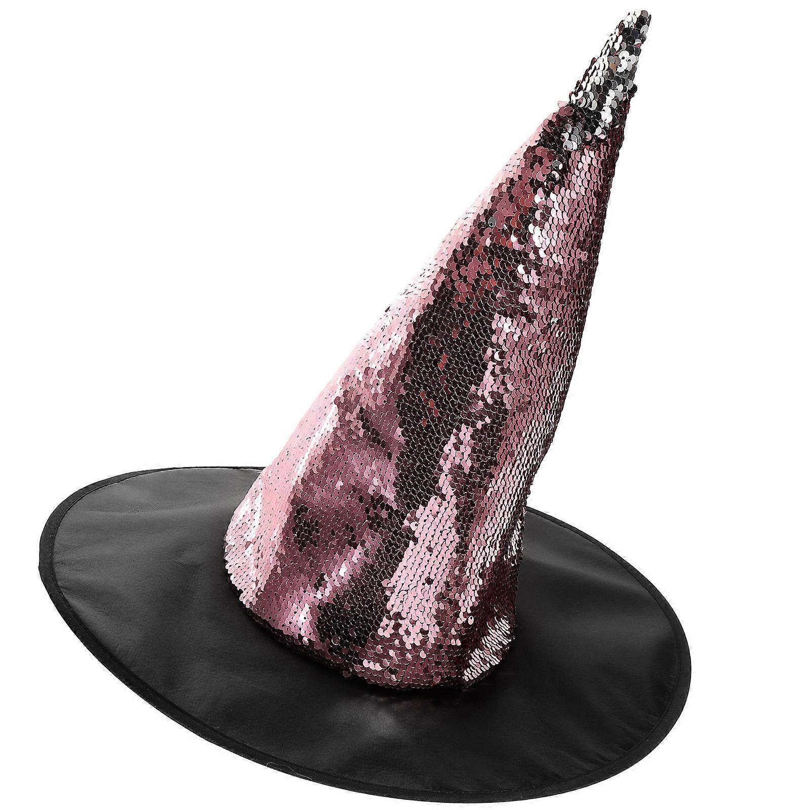 Witch Hat for Party Decorative Black Fabric Sequin Halloween