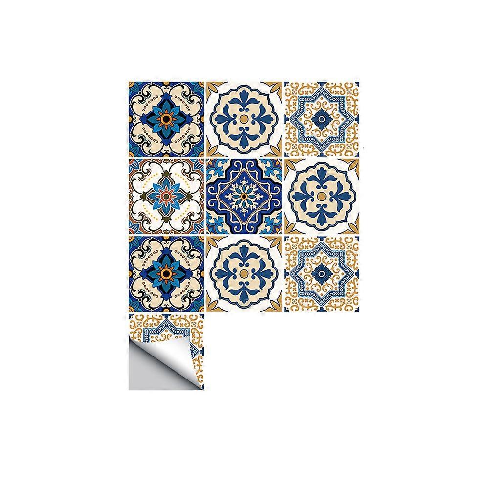 Assorted Color Moroccan Style Tile Stickers for Floor Use 10Pcs Pack