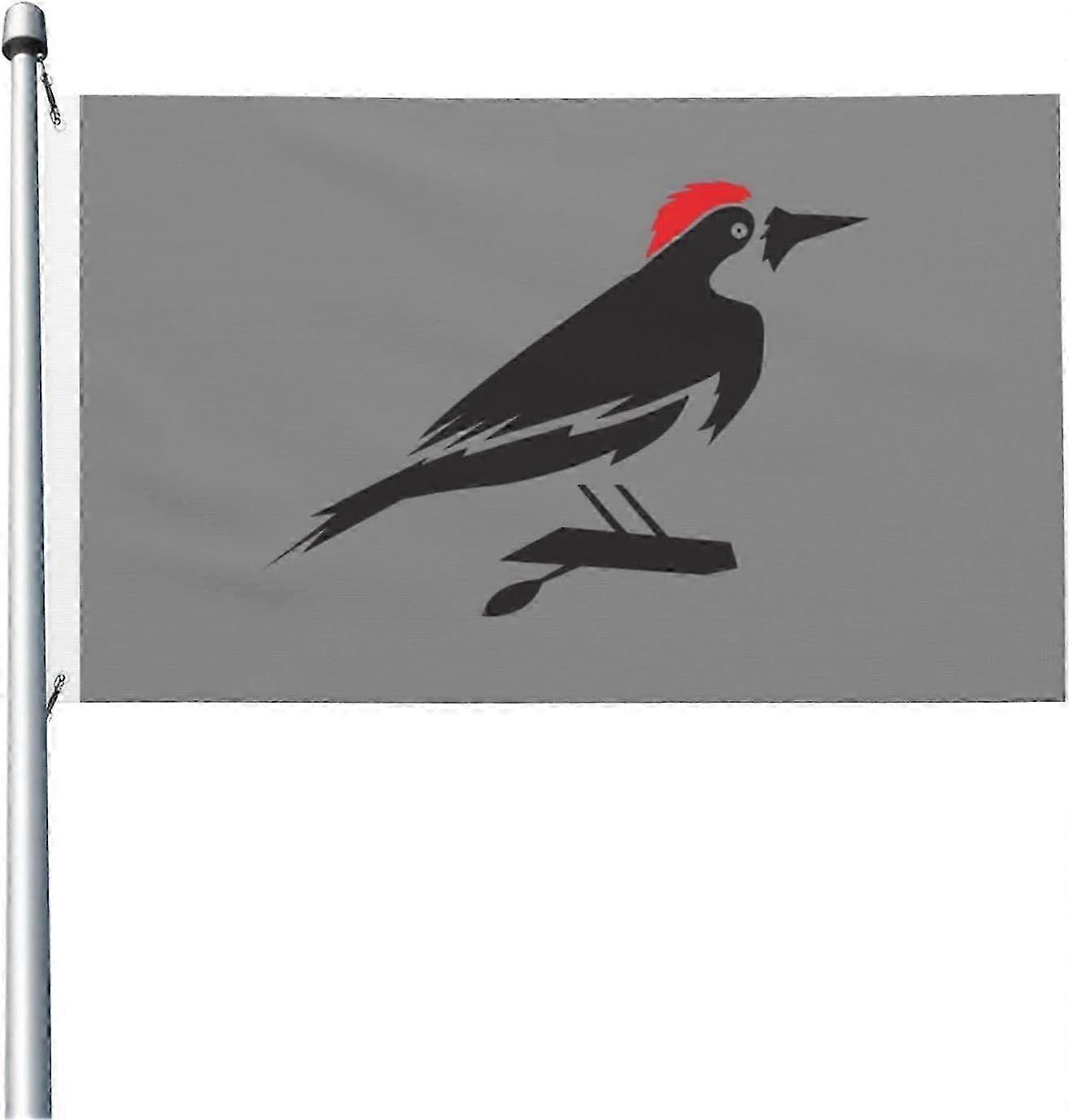 Woodpecker Standing On A Tree Branch Flag Qi 1899