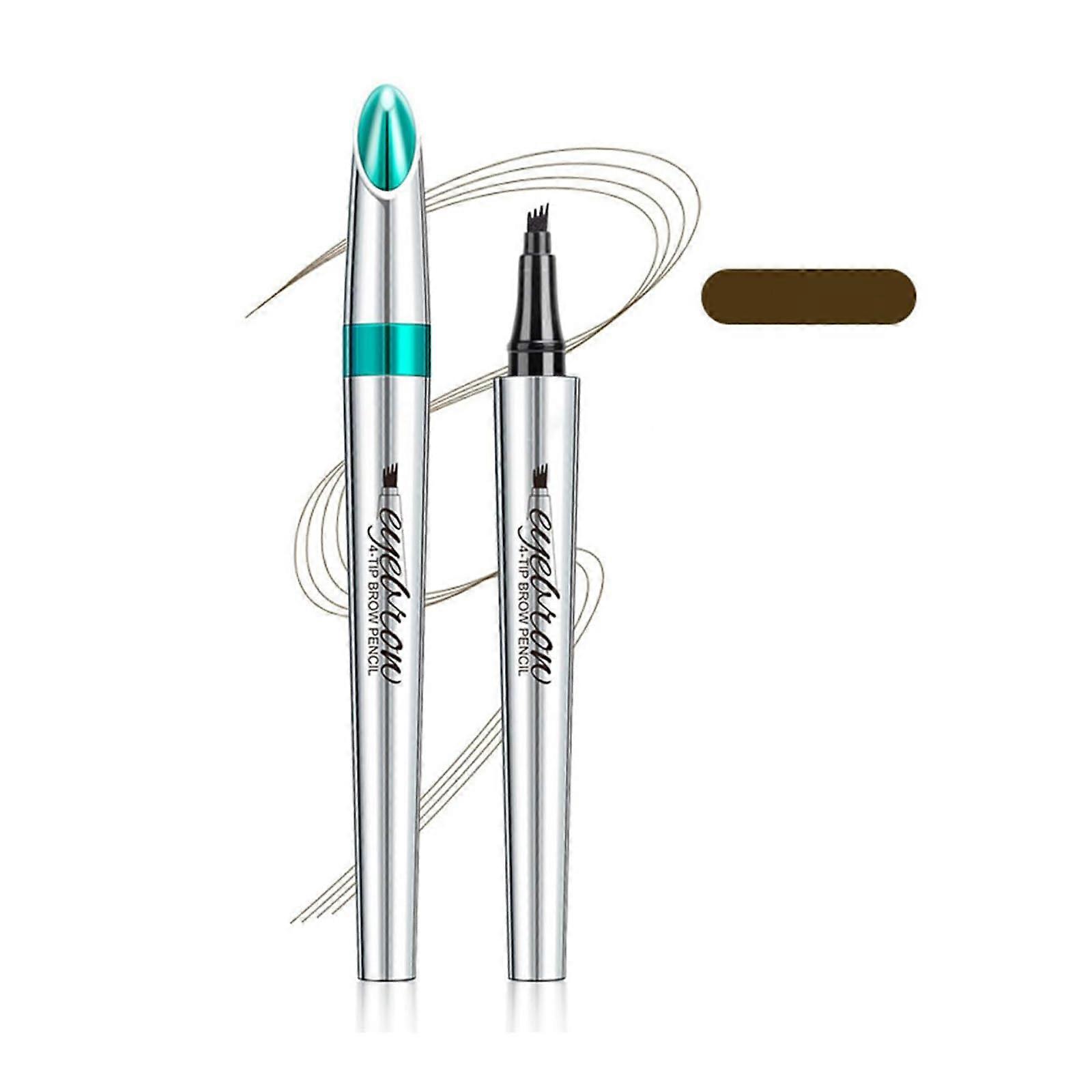 Waterproof Eyebrow Pen with Precision 4Fork Tip, Microblading Brow Pencil, Dark Brown Liquid Formula