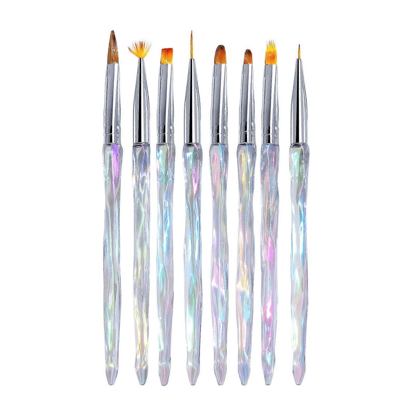 Nail Art Brushes Set for Builder Gel with Acrylic Handle, Precise Control, EasyClean Bristles