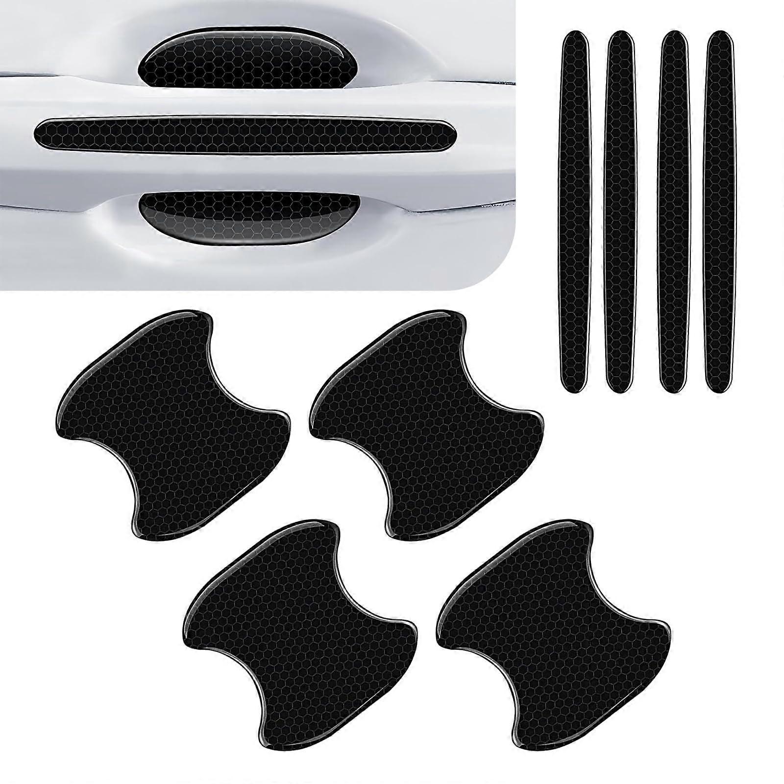8 PCS Car Door Handle Protector Stickers, Reflective ScratchResistant Waterproof Universal Fit Black