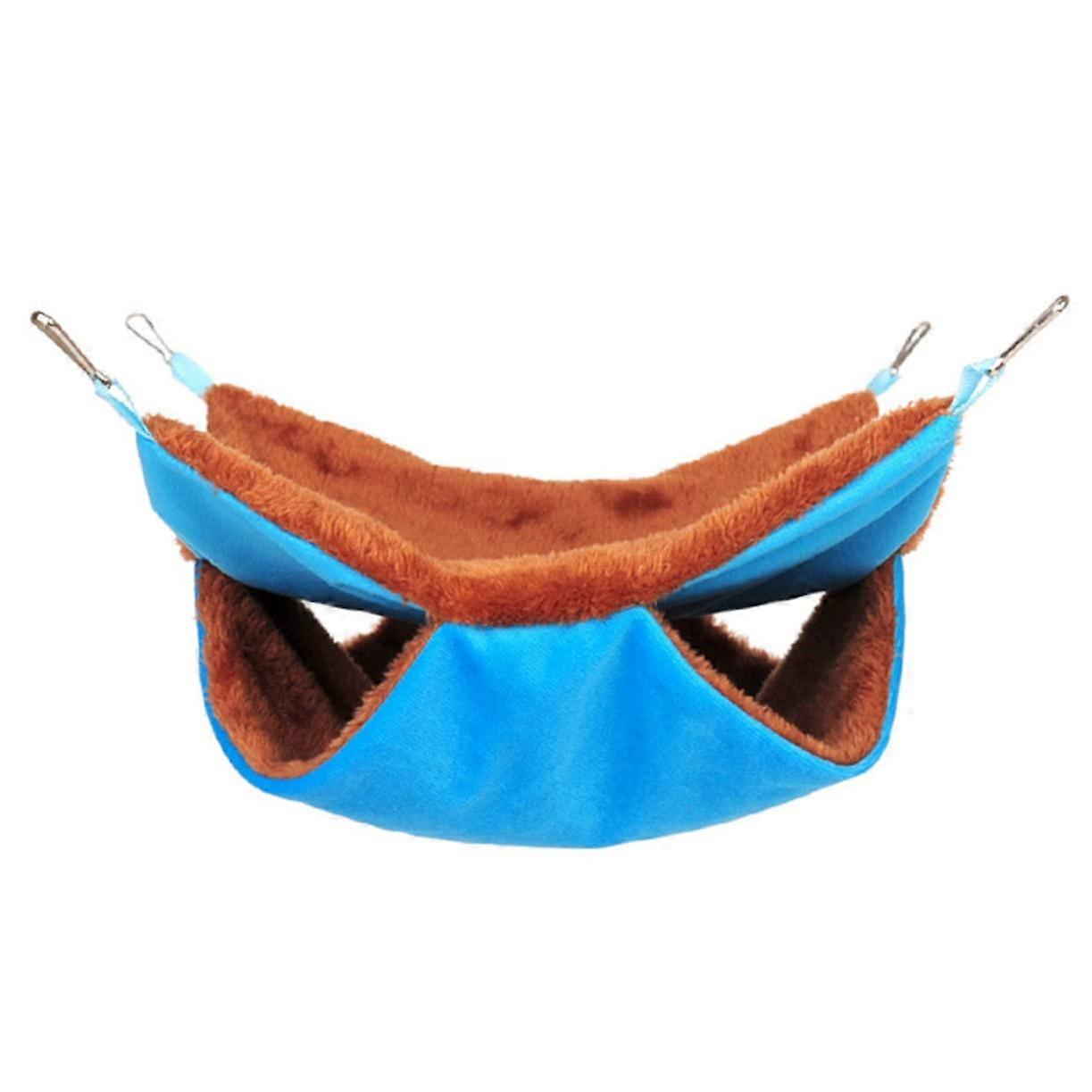 Small Animal Hammock Double Layer Plush Warm Hanging Bed for Sugar Gliders Squirrels Size S