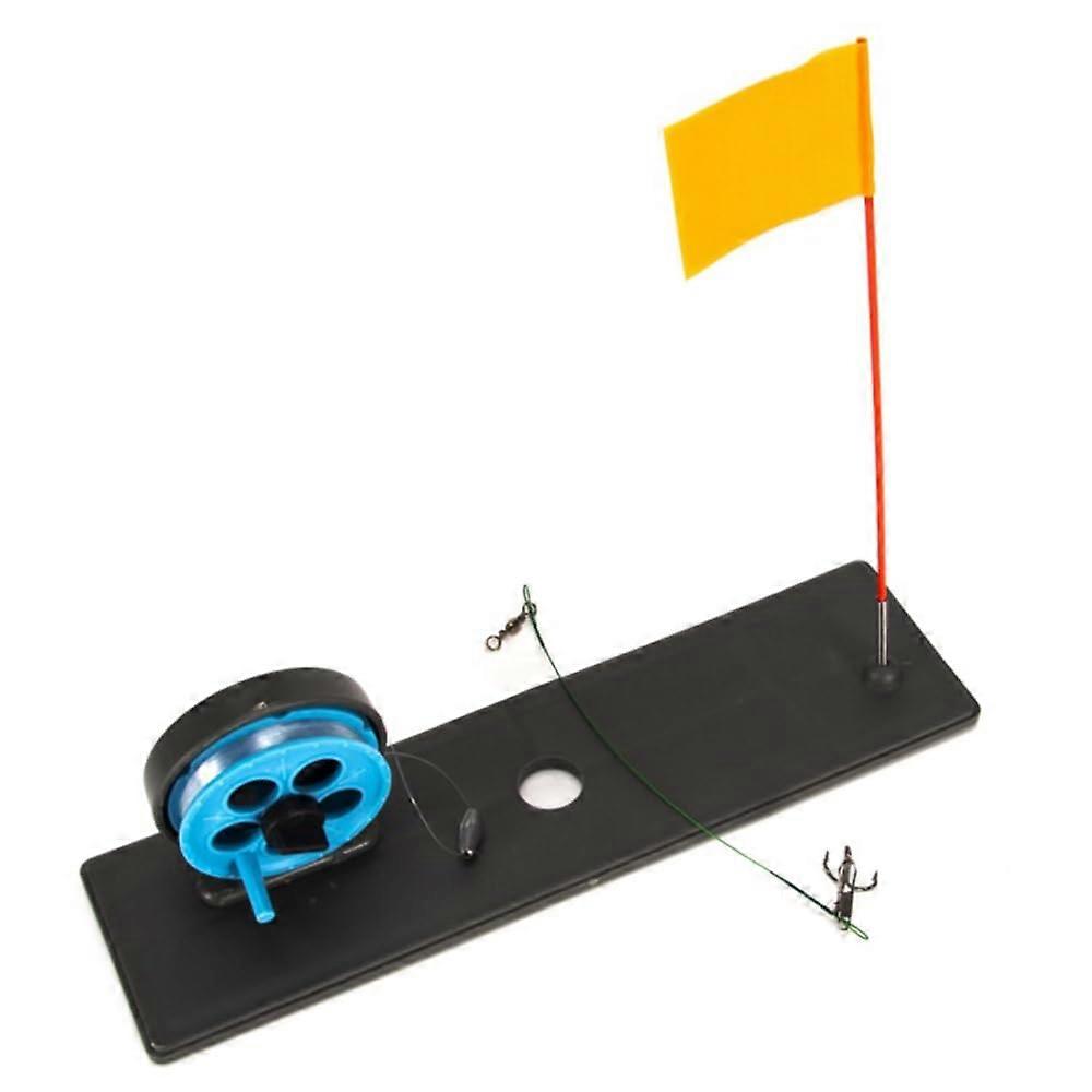 Ice Fishing Tip Up Flag with Automatic Hook Setting, Foldable Design and Floating Stable Base, 1pcs