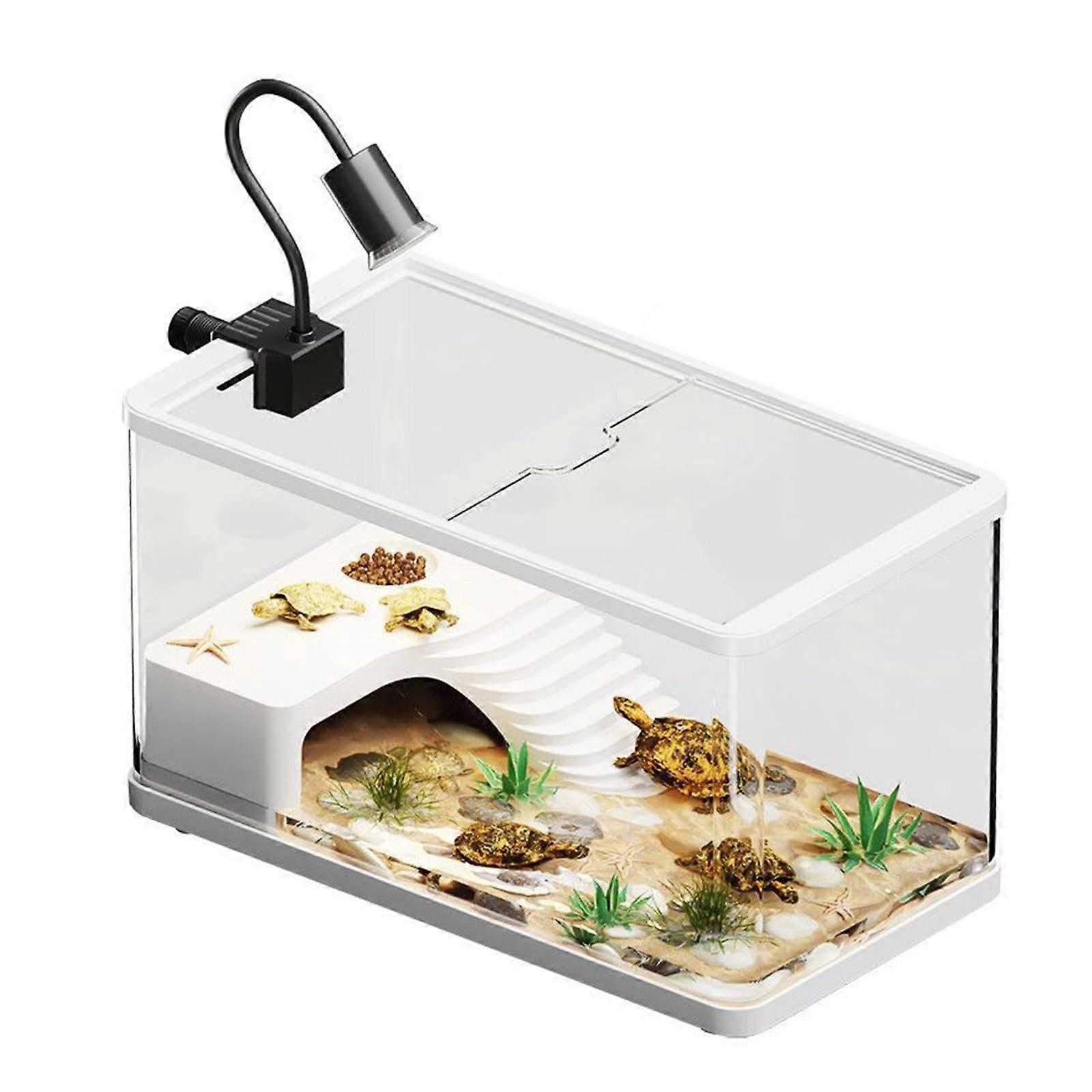 Turtle Tank with Efficient Bottom Drainage, MultiFunction Habitat for Turtles and Fish