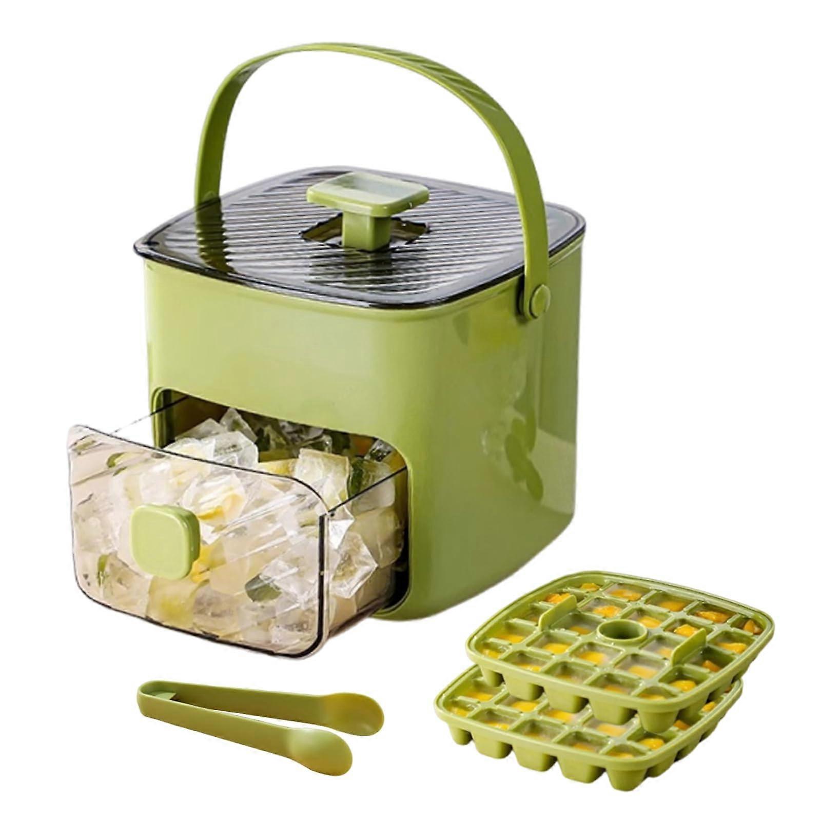 Ice Cube Tray with Lid and Bin, 2 Pack Easy Release Stackable Ice Cube Maker Set for Whiskey and Cocktails