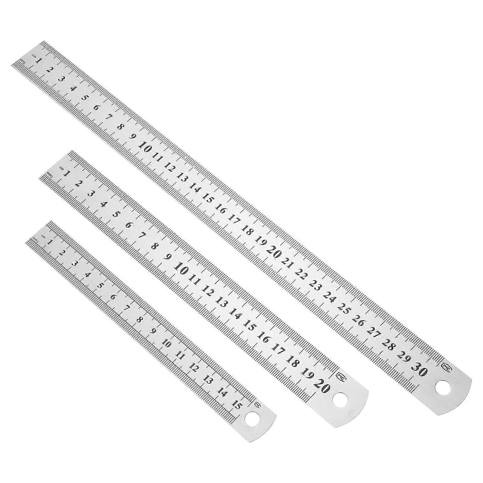 3Pcs Drawing Ruler Geometry Measurement Ruler Double Side Ruler Straight Ruler