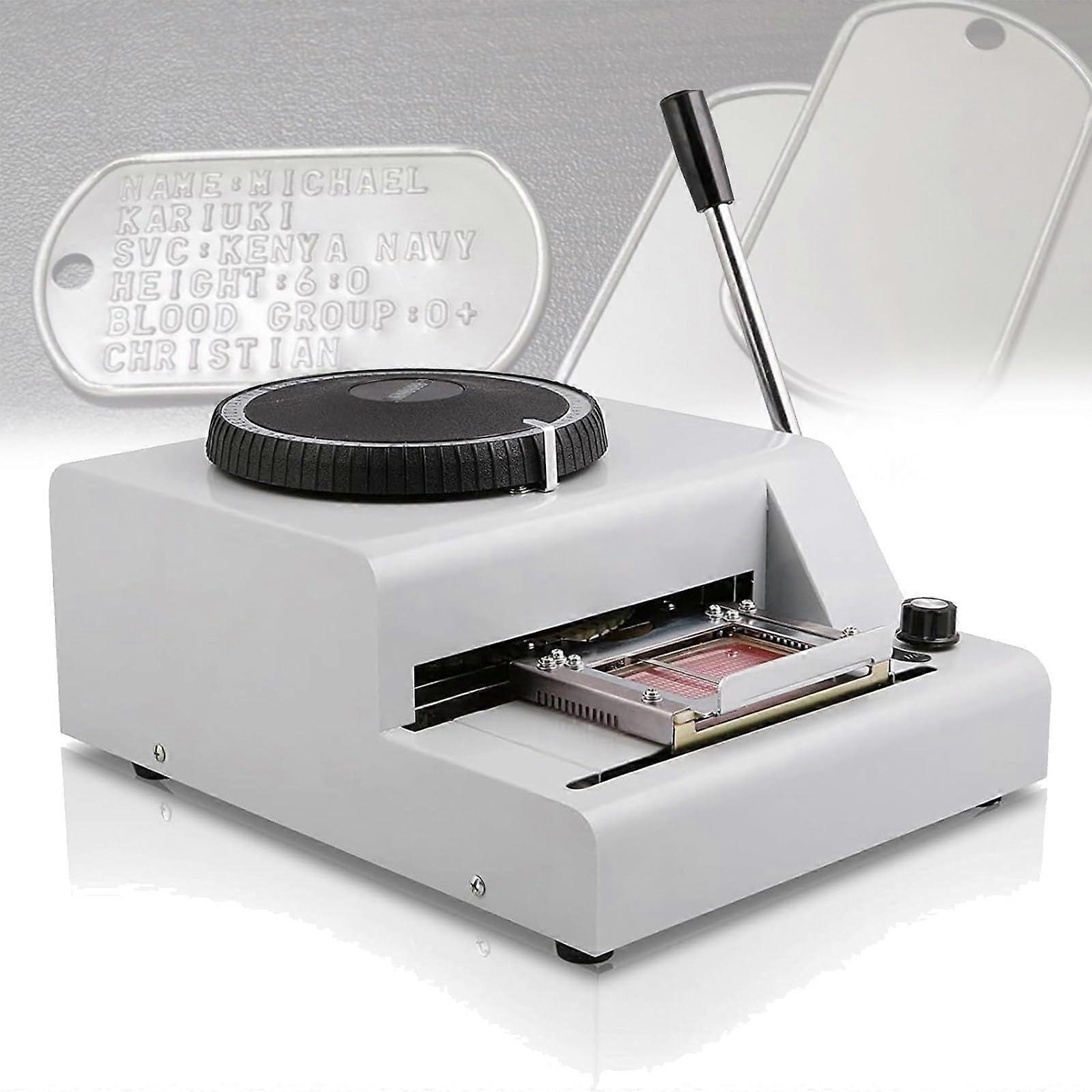 Dog Tag Embossing Machine with Manual Precision Control, 72 Characters, Adjustable Spacing