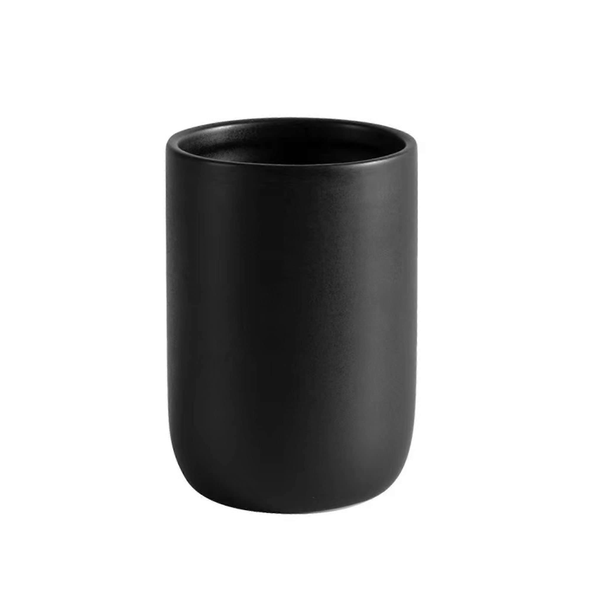 Ceramic Toothbrush Holder Matte Black 8oz Bathroom Cup MultiPurpose Storage for Countertop