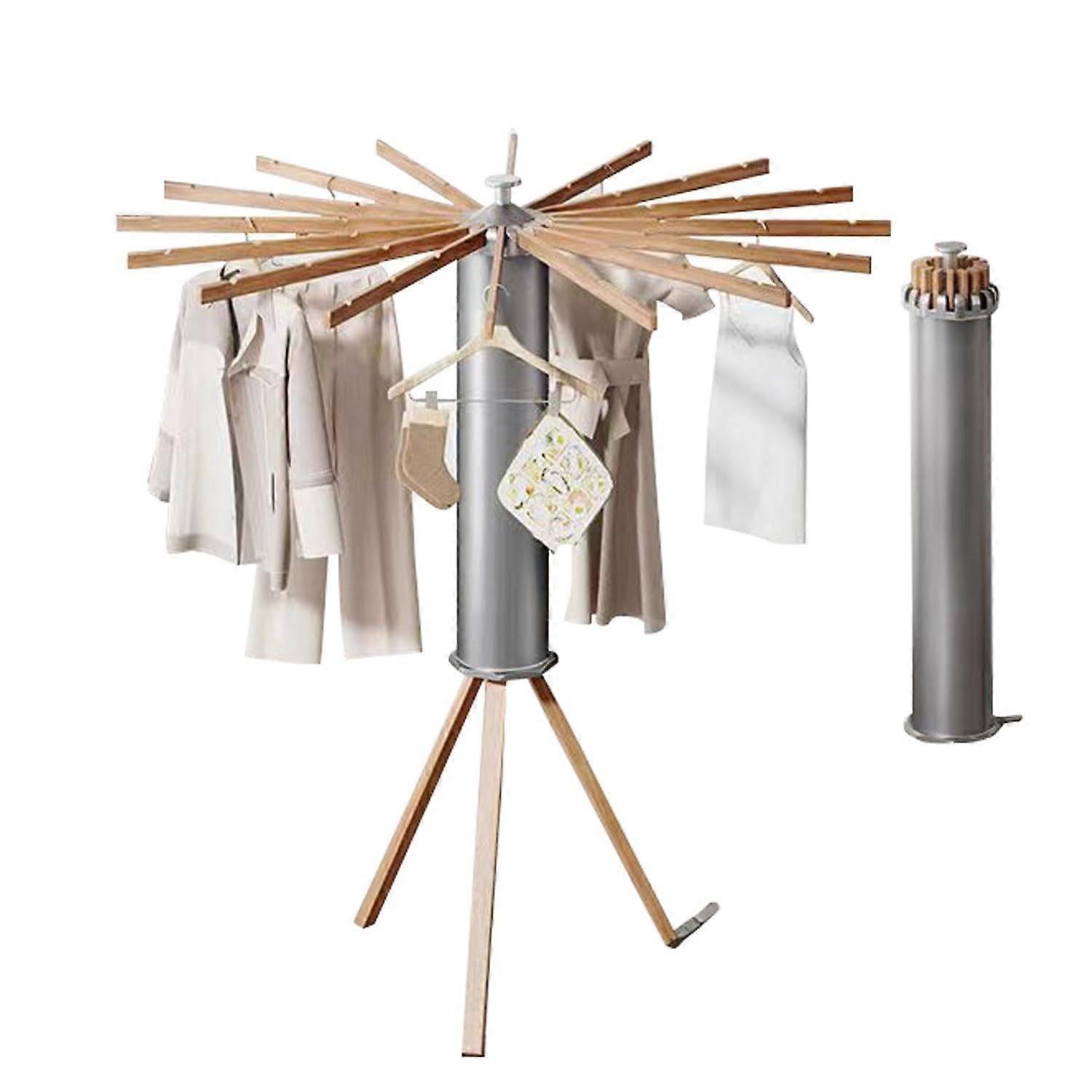 Clothes Drying Rack with Foldable Tripod Design, SpaceSaving 16Pole Indoor Outdoor Laundry Stand