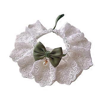 Collar para gato con lazo de encaje, bandana ajustable para mascotas, babero festivo para gatos y perros.