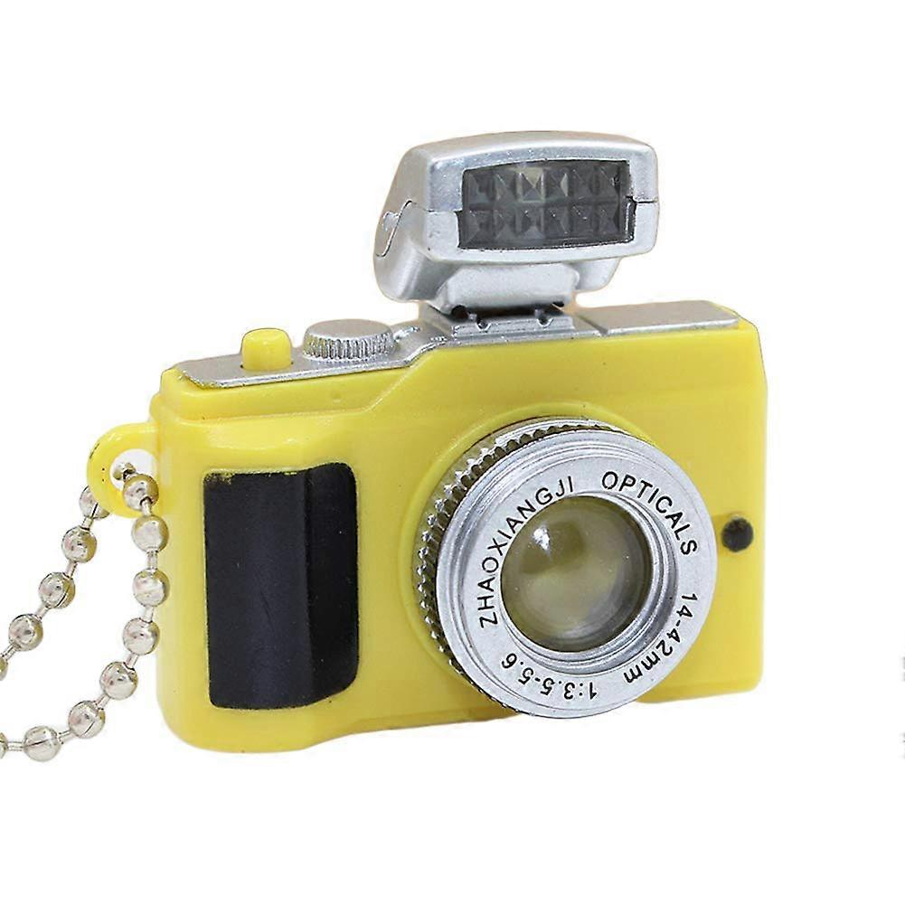 Mini Camera Keychain with LED Flash and Sound, Camera Shape Bag Charm Yellow
