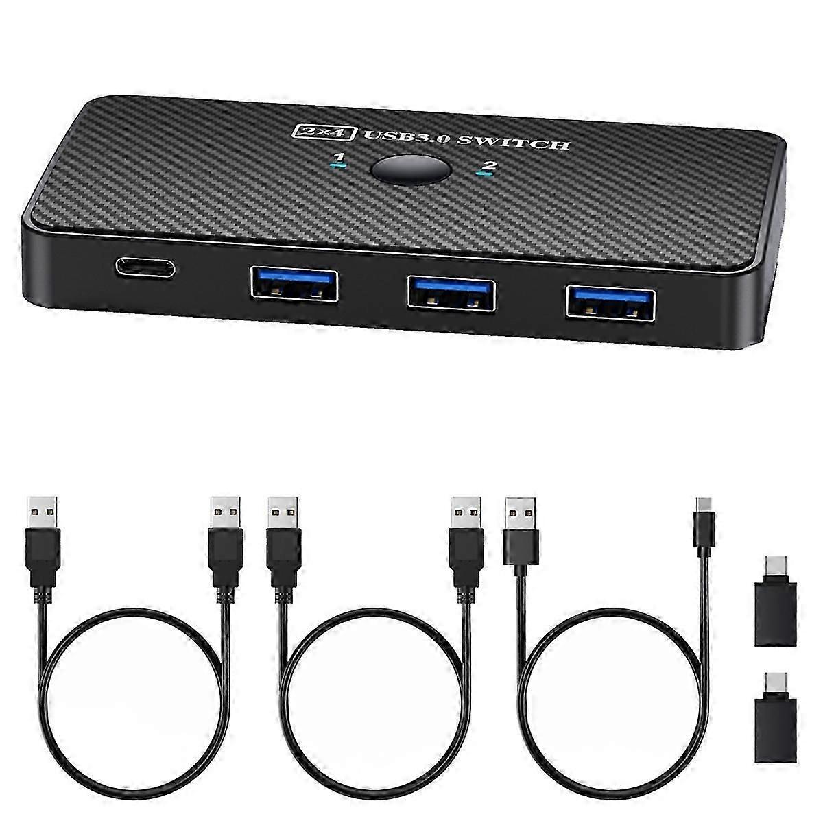 SA06 USB3.0 Splitter 2 Computers Shared Adapter Printer 2 in 4 Out Shared HUB Switch