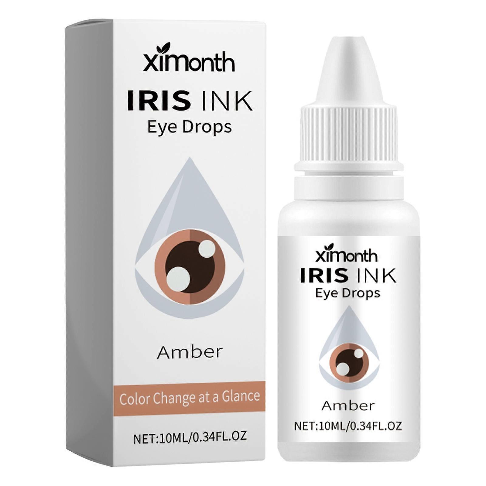 XIMONTH Gouttes pour les yeux à l’encre d’iris 10ml pour le soulagement de la fatigue oculaire Amélioration hydratante de la vision - Ambre