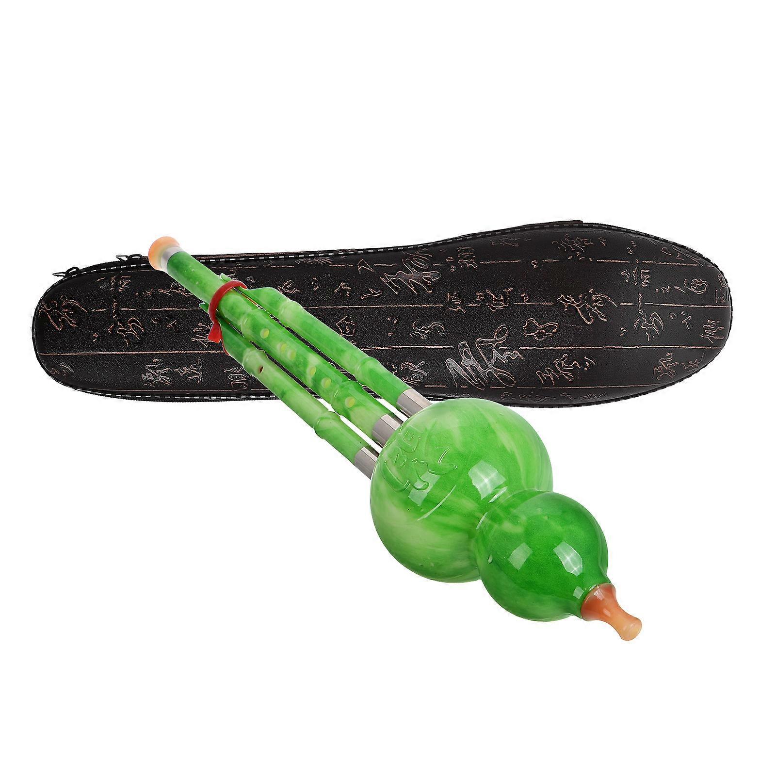 Student Gourd Hulusi C Key Flute for Performance with Protective Box