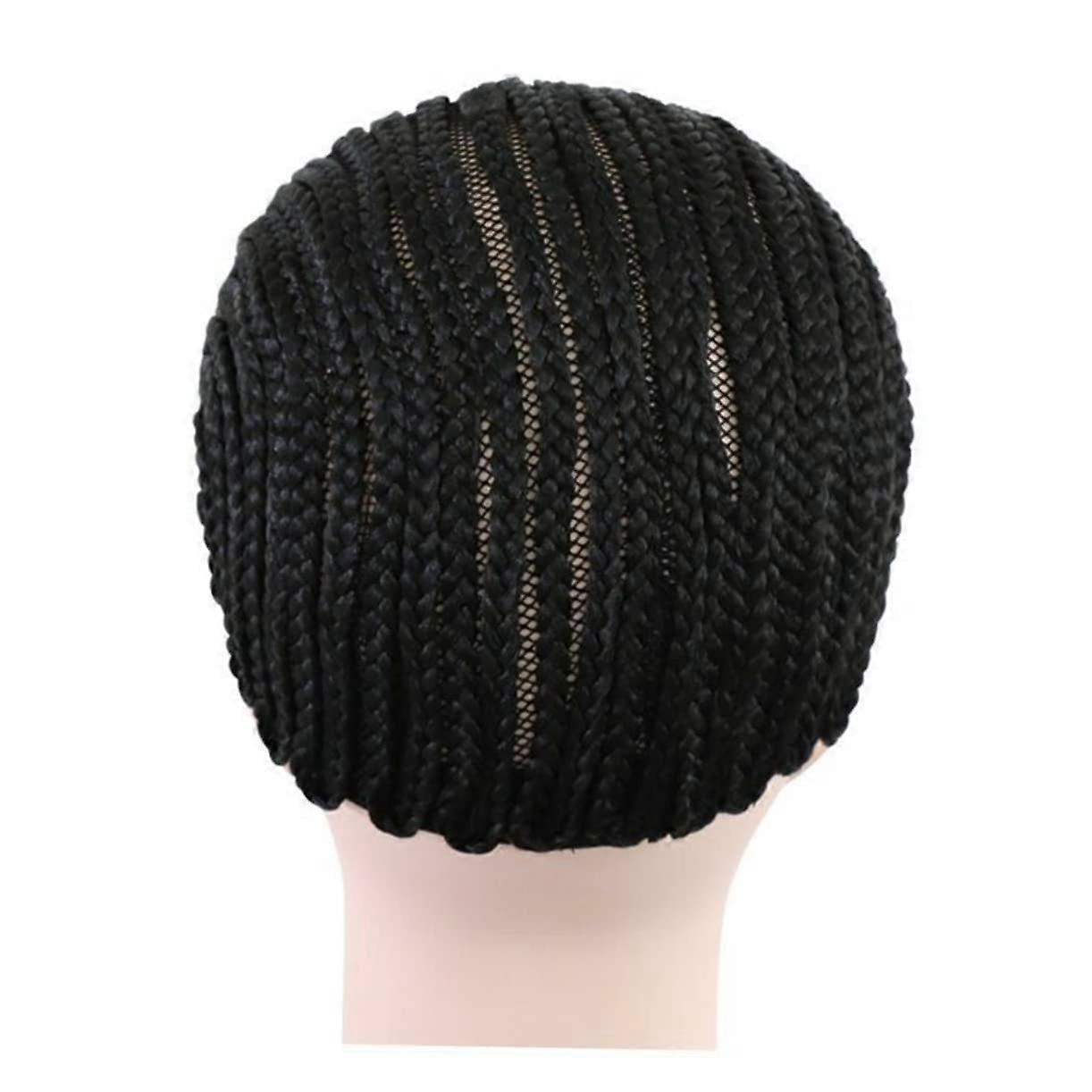 Black Cornrow Wig Cap with Comfortable Elastic Fit, Breathable Dome Net for Braiding and Wig Making