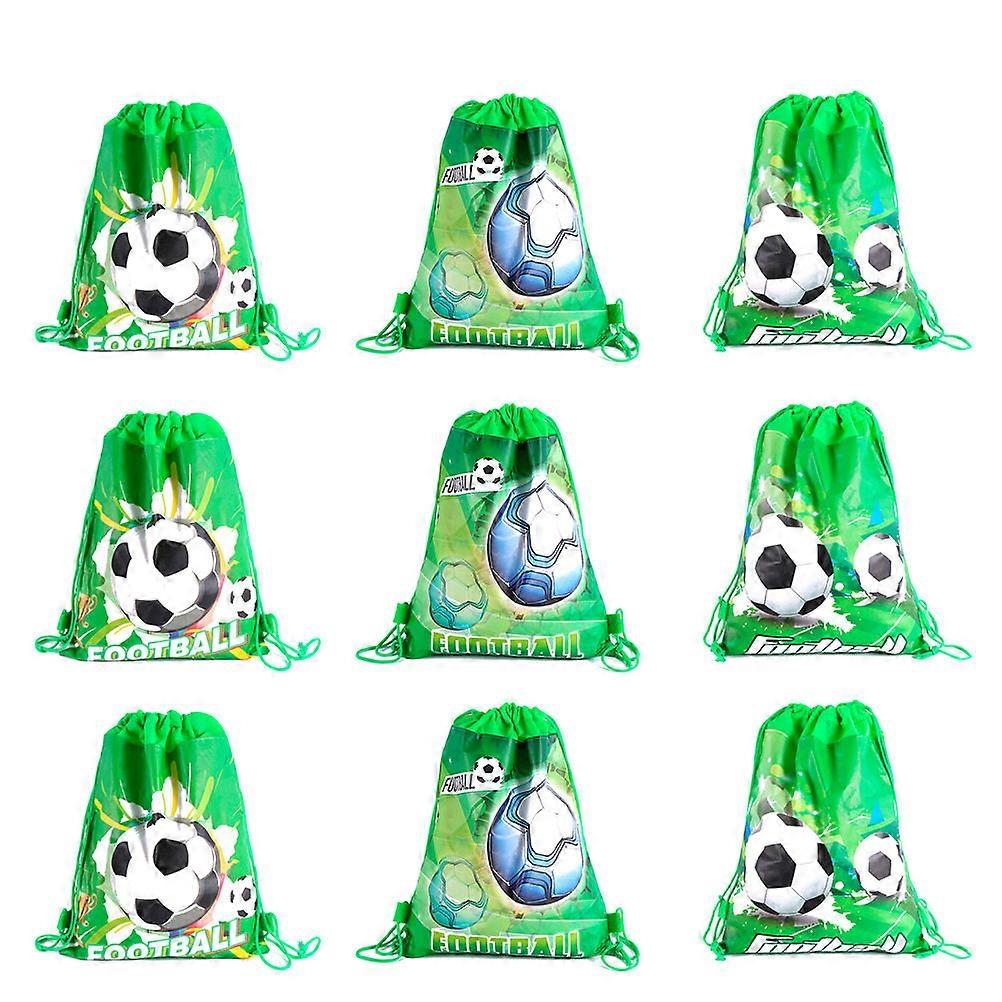 Drawstring Burlap Bag Football Pattern for Gift Candy Party 27Pcs Organizer