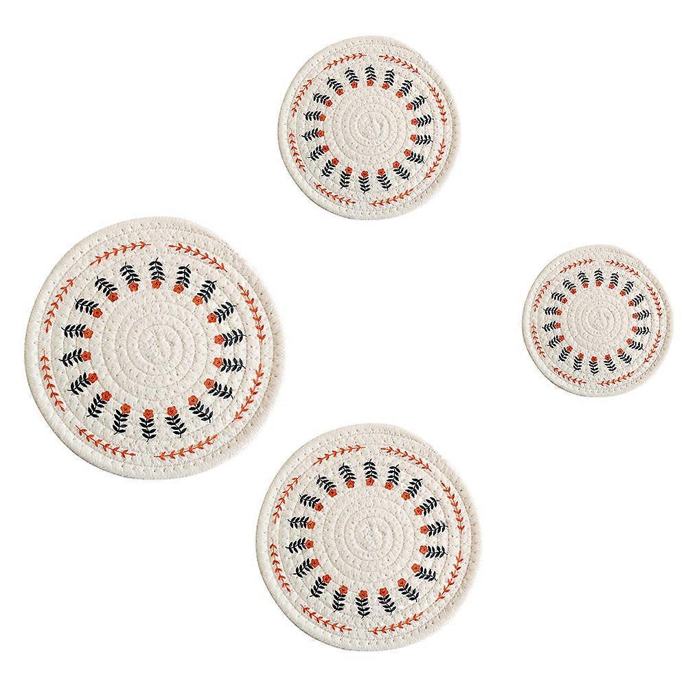 Knitted Tableware Mat for Decorative Use with 8Pcs Heat-Insulation Pads