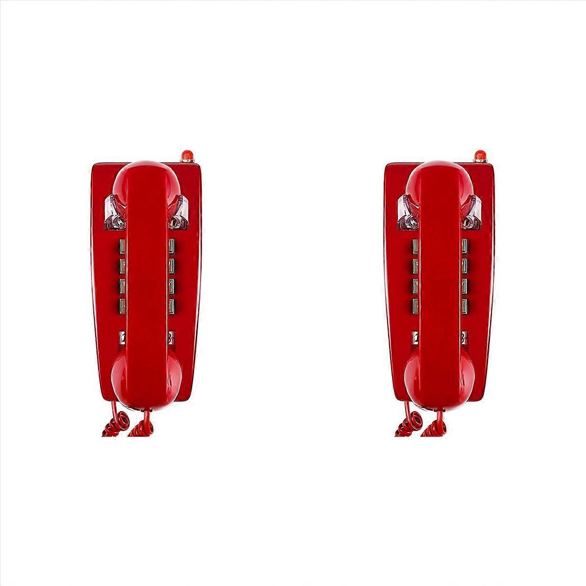 Classic Wall Phones for Landline with Mechanical Ringing,Red