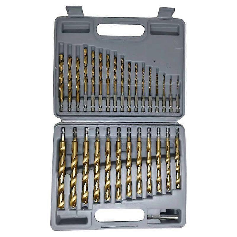 30Pcs Titanium Impact Drill Bit,Hex HSS Twist Drill Bits with Storage