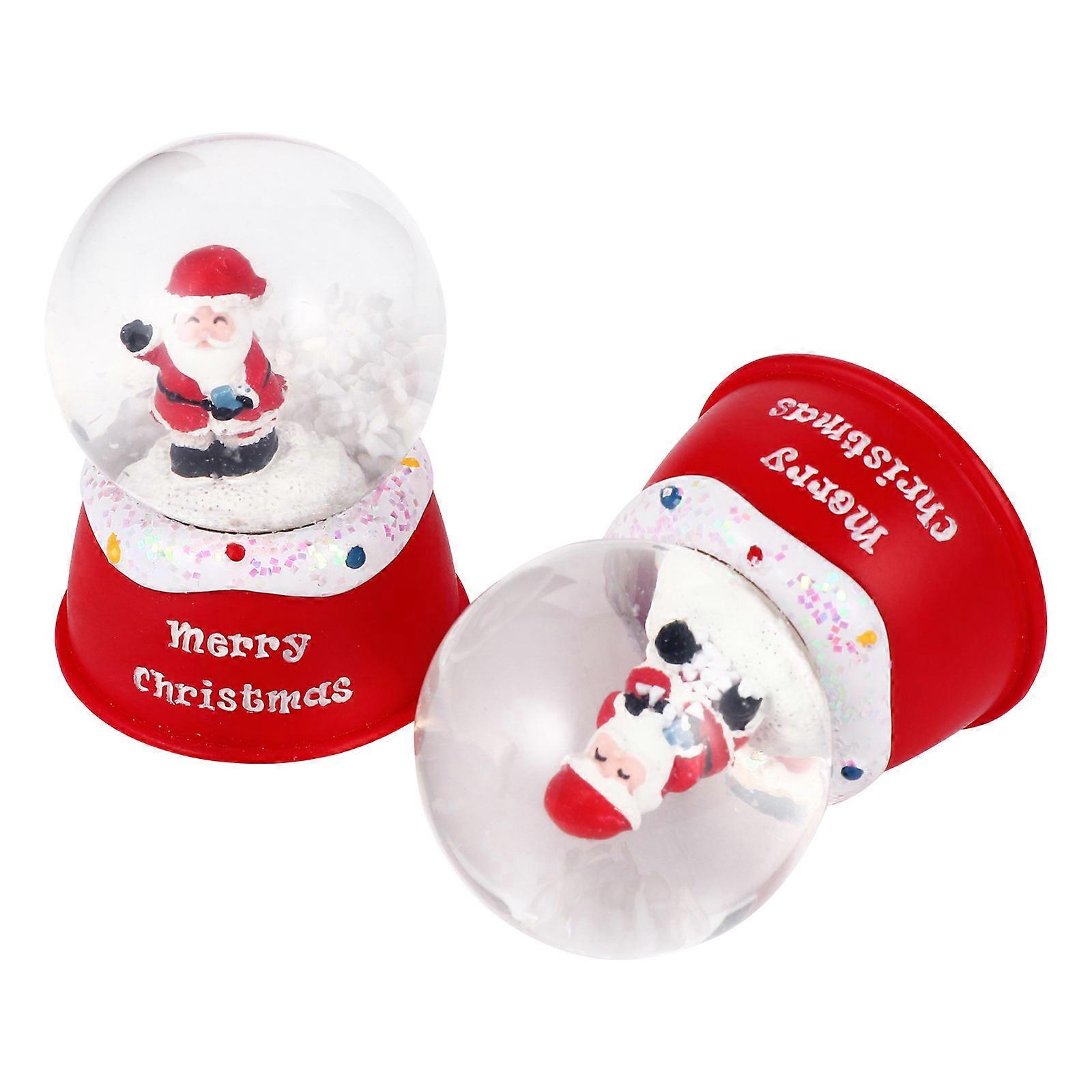 Christmas Crystal Ball Display Ornaments 2Pcs Santa Pattern Decoration