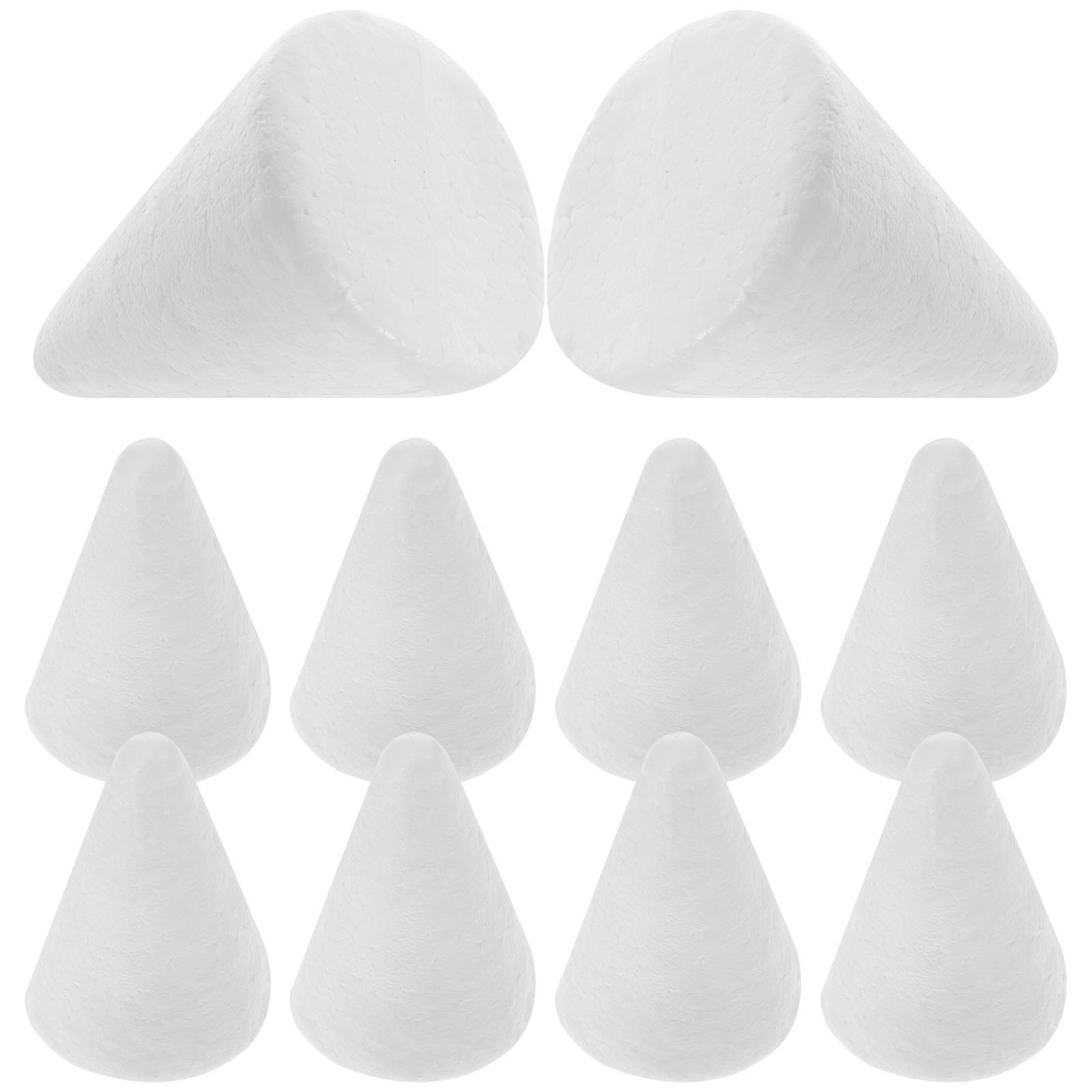Kids DIY Craft Foam Cone for Decoration White Solid 10Pcs Accessories