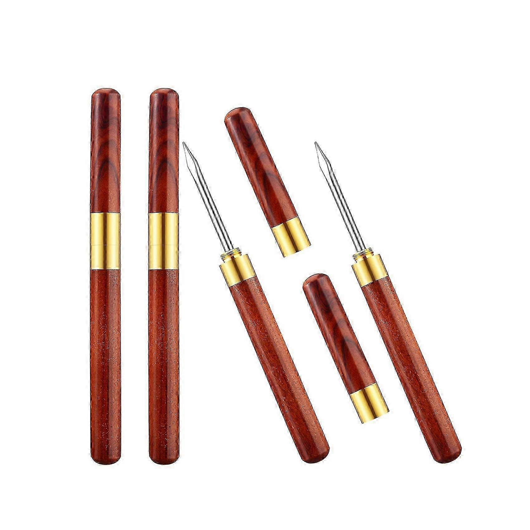 4Pcs Palitos de Gelo de Aço Inoxidável com Cabo e Tampa de Madeira - 6.1 Polegadas