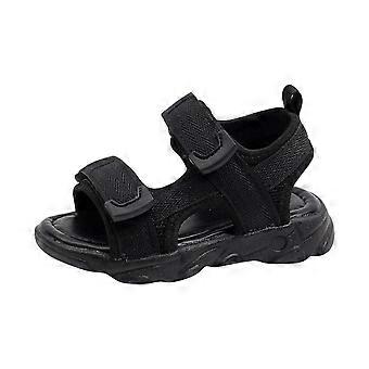 Kinder-Sommersandalen, Schwarz, 1–2 Jahre – Unifarben, doppelt verstellbarer Riemen, offene Zehenpartie, weiche Sohle, für drinnen und draußen geeignet, perfekt für Alltag und Strand