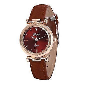 Modische Damen-Armbanduhr aus Leder – Analoge Quarzuhr
