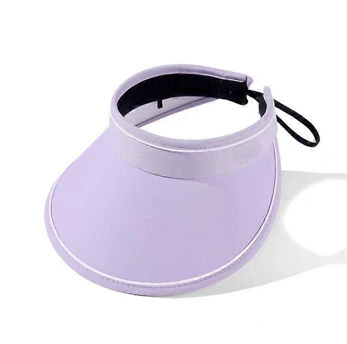 (purple Brim)summer Straw Empty Top Hat Foldable Sun Hat Double-layered Big Brim