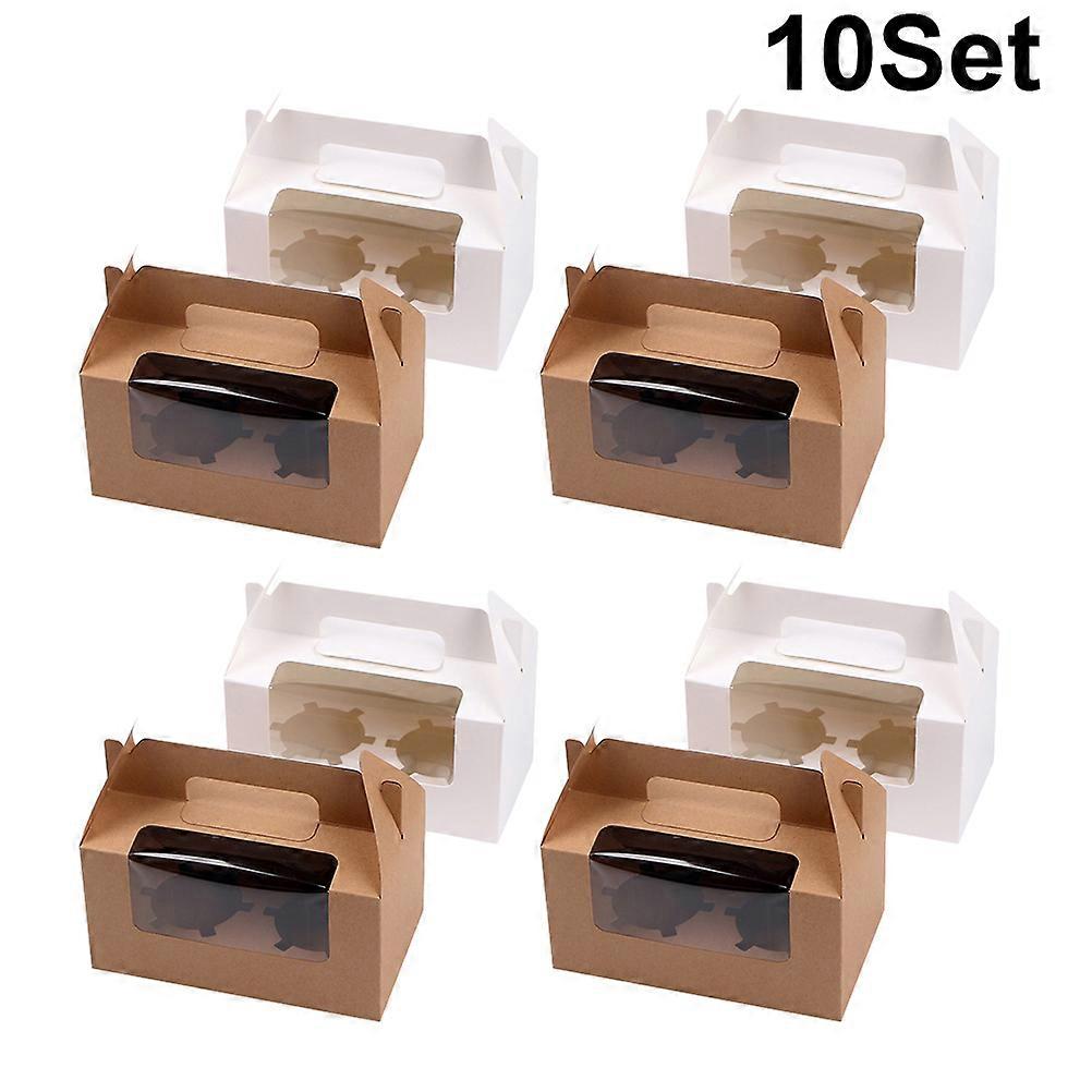 Baking Boxes Eco-Friendly Cupcake Containers for 10Set Multi Color
