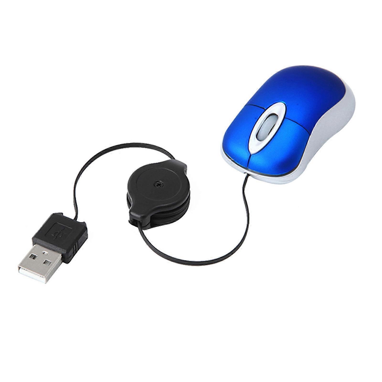 Blue USB Mouse Mini Telescopic Mouse for Computer Use Creative Portable