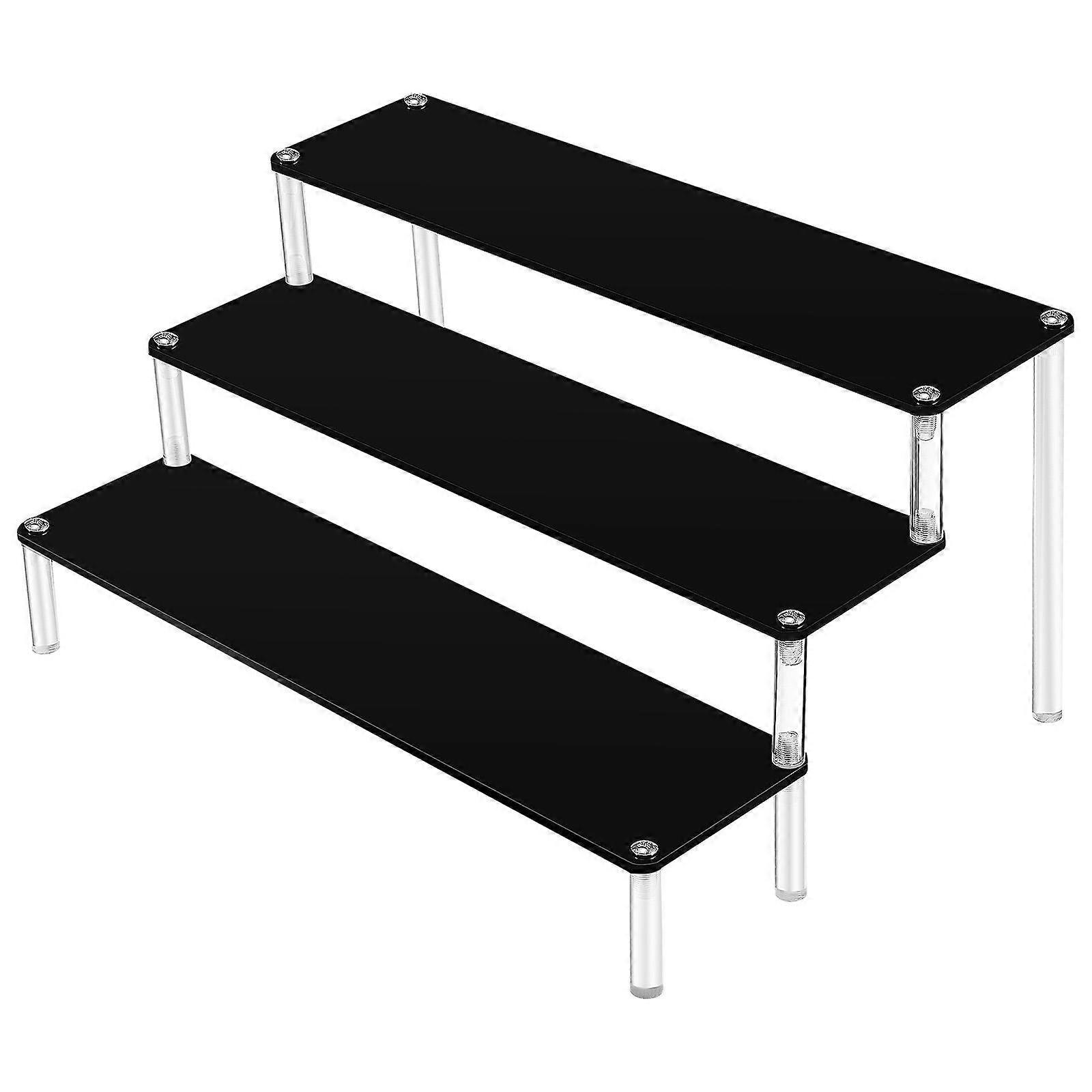 Three-Tier Acrylic Display Riser Black Cupcake Stand Display Shelf 5Pcs