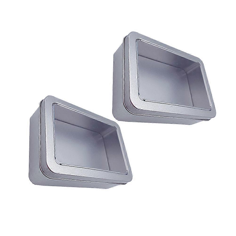 Tinplate Storage Box Practical Rectangular Mask Case for Storage 2Pcs Silver