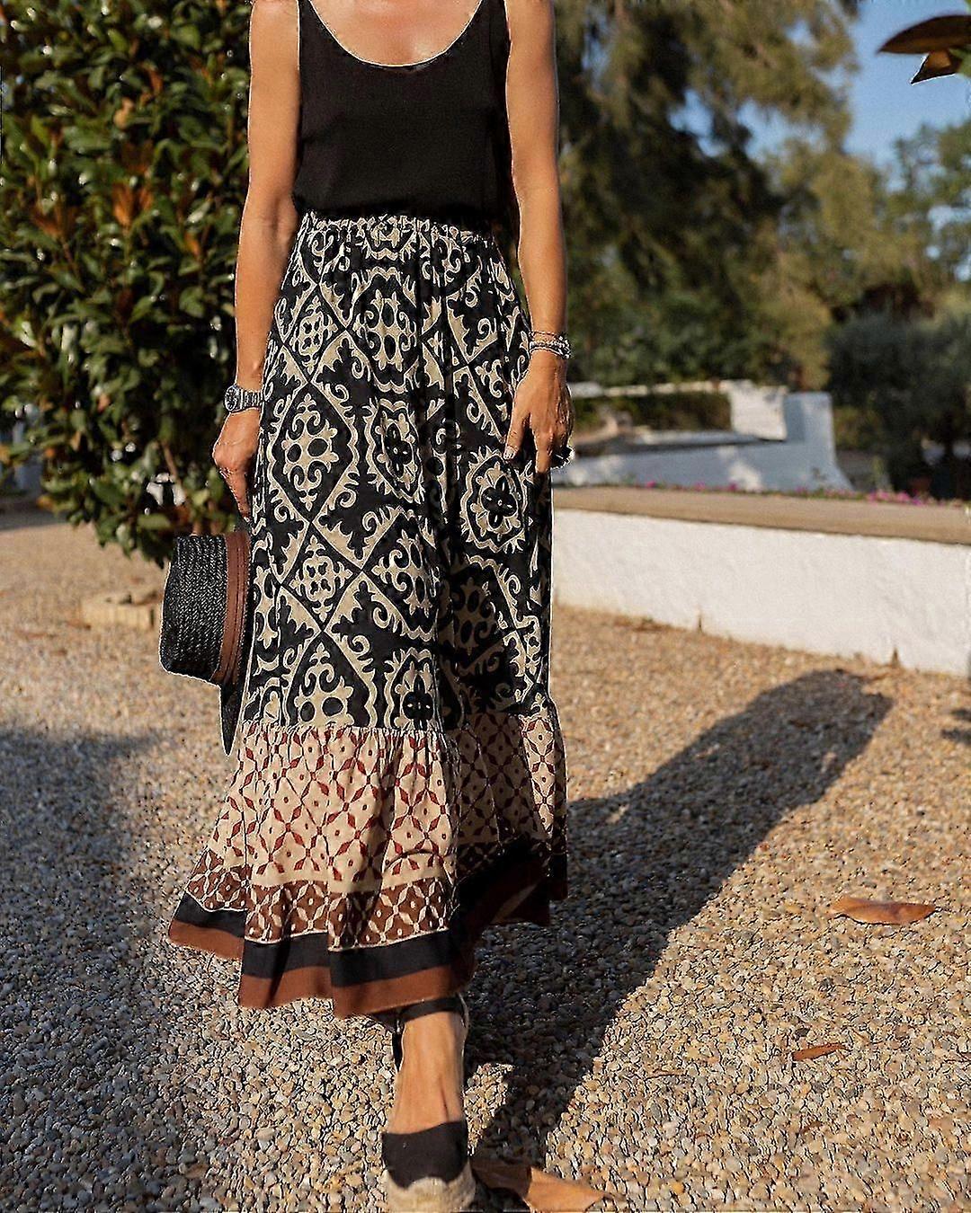 Sommerlicher, bedruckter Patchwork-Rock für Damen