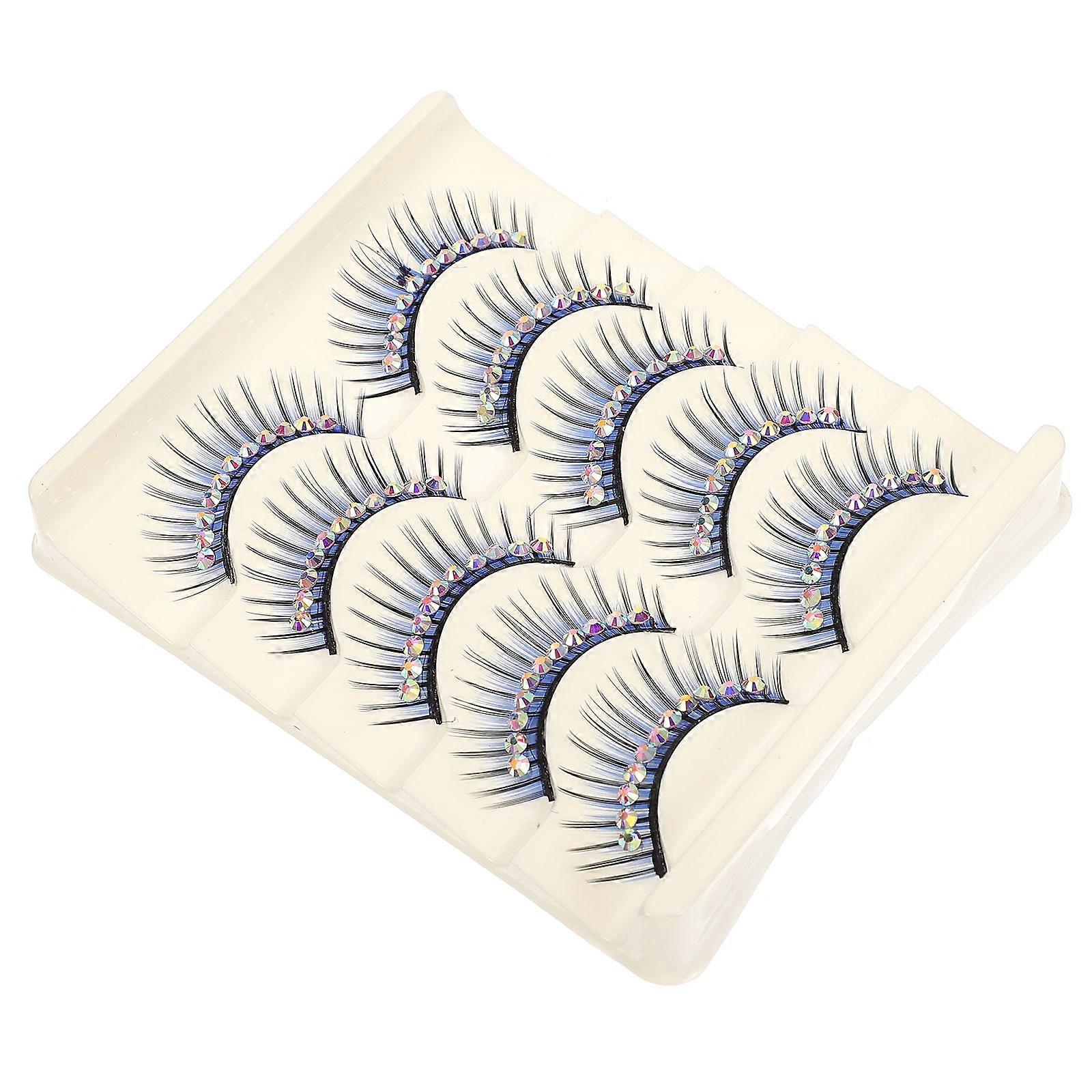 Performance False Eyelashes Thick Exaggerated for Stage 5Pairs Blue