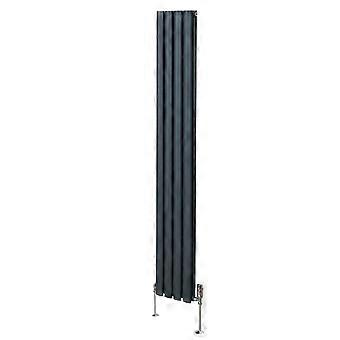 Oval Column Radiator 1800mm x 240mm & TRV Chrome Valves Modern Designer Double Panel Central Heating