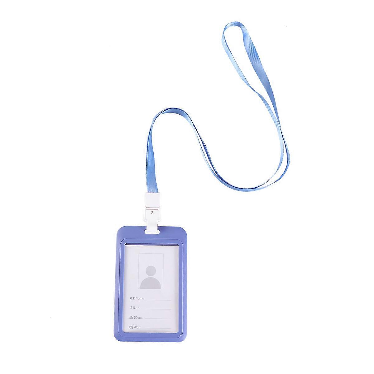 Id Holder Rectangular Shape Plastic Material Visibility And Protection For Work School Grayish Blue 1Pcs