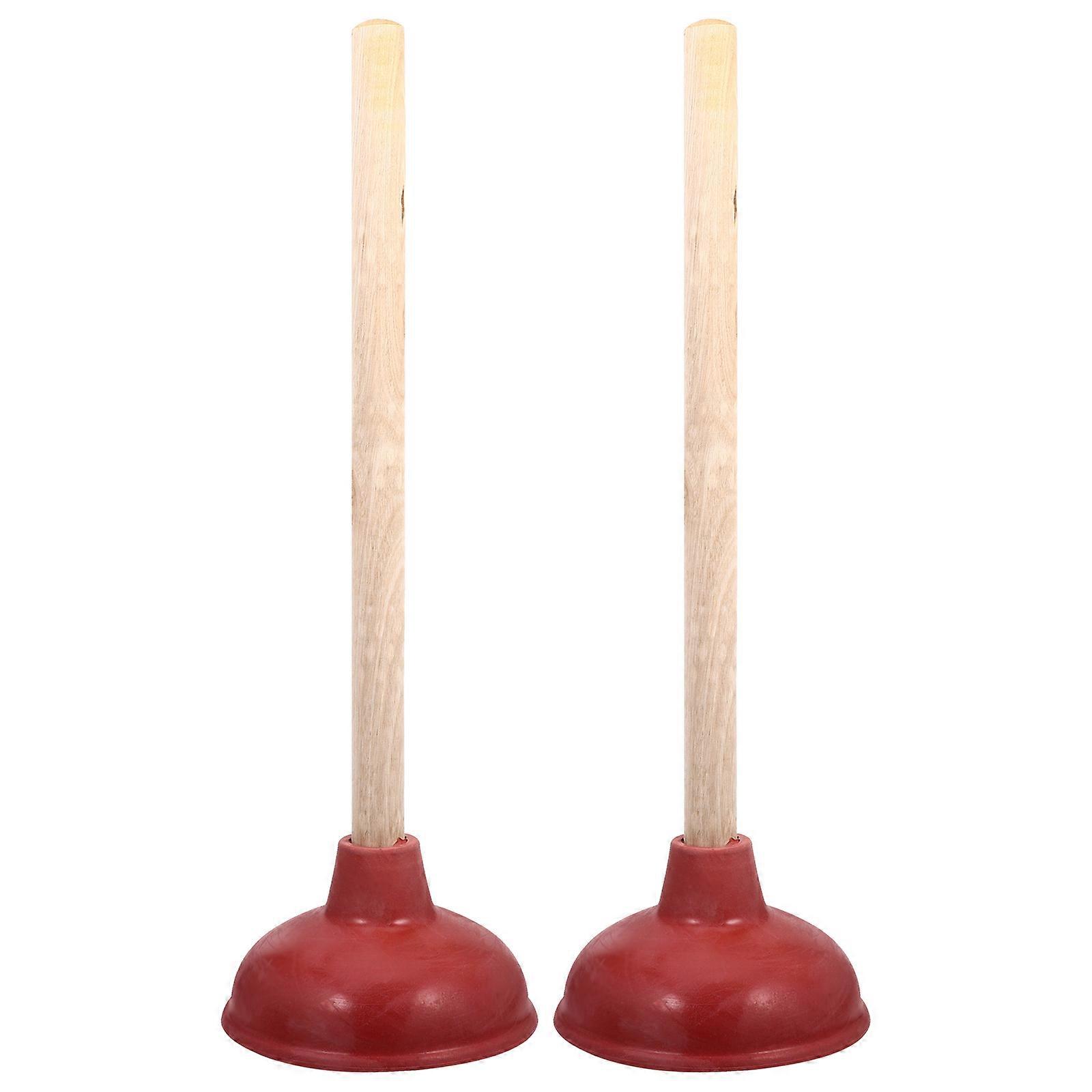 2Pcs Closestool Rubber Sewer Cleaning Accessory (Red)