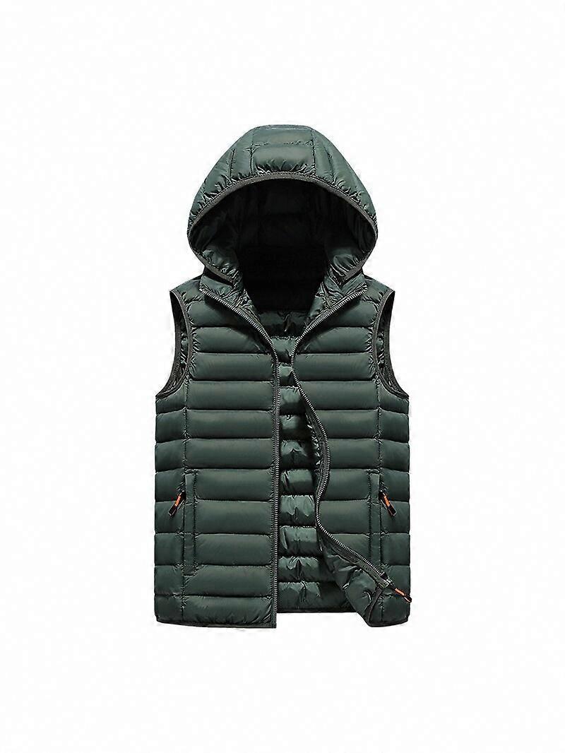 Men's Down Sleeveless Jacket Winter Light Solid Detachable Hood