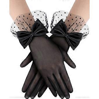 Women Lace Gloves Party Wedding Gloves Girl Bow Short Glove Evening Elegant