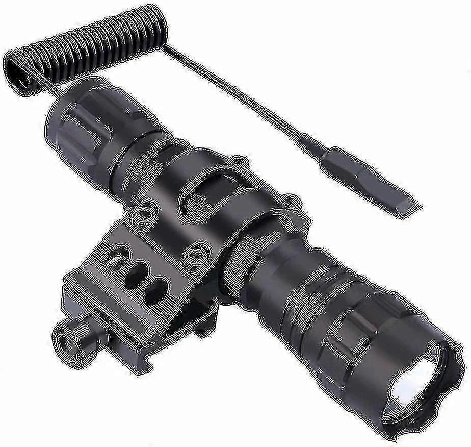 Tactical Led Flashlight, 1 Flashlight Mode, With Push Button Switch And 45 Mounting Rail, Side Offse