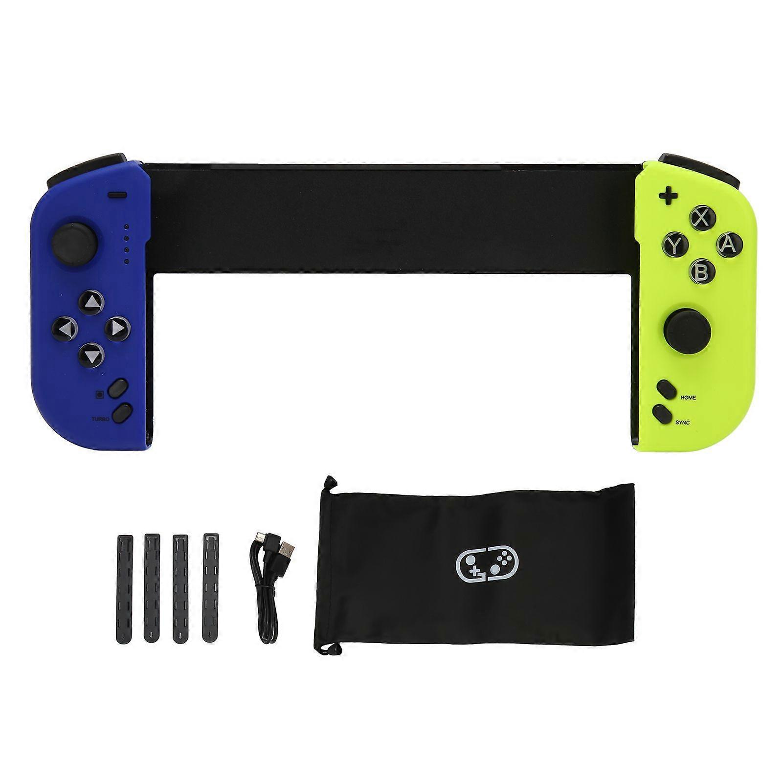 Wireless Gaming Controller Multifunction 6 Axes Body Sense Turbo Function Bluetooth Game Controller for Switch Joycon Blue Yellow