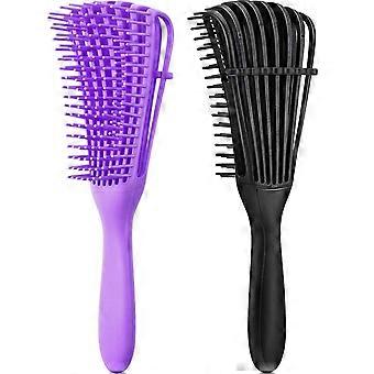 2 Pieces Detangling Brush for Afro America/ African Hair Textured 3a to 4c Kinky Wavy/ Curly/ Coily/ Wet/ Dry/ Oil/ Thick/ Long Hair, Knots Detangler 