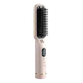 Peigne de lissage de cheveux sans fil mouillés et secs Peigne de soins capillaires et de coiffage anti-chaud Peigne à cheveux portable, C