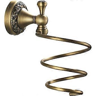 Retro Hårfønerholder Bronsebelagt Hårfønerholder Messing Retro Solid Kobber Hårføner Stativ Med Utskjæring Veggfeste Slitesterkt baderomstilbehør