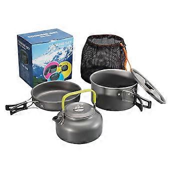 Camping Cookware Set Lightweight Nonstick Pot Pan Kettle Compact Nesting Design for Hiking Backpacking