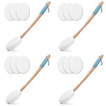 Lotionapplicator voor rug en voeten, 16 vervangbare pads, 4 lange handvatten, lotionapplicator voor de rug, geschikt voor senioren en vrouwen