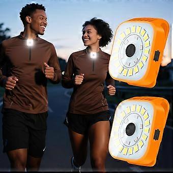 LED Running Lights for Runners, 4 Modes Rechargeable Clip-On Flashlights, Safety Lights for Night Walking, 2 Pack